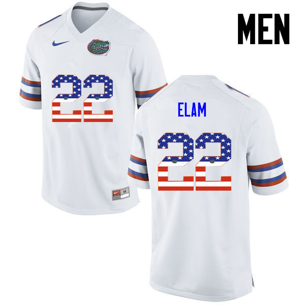 Men Florida Gators #22 Matt Elam College Football USA Flag Fashion Jerseys-White